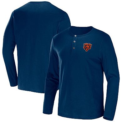 Men's NFL x Darius Rucker Collection by Fanatics Navy Chicago Bears Slub Jersey Henley Long Sleeve T-Shirt