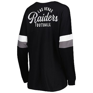 Women's New Era  Black Las Vegas Raiders Athletic Varsity Lightweight Lace-Up Long Sleeve T-Shirt