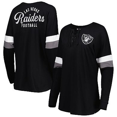 Women's New Era  Black Las Vegas Raiders Athletic Varsity Lightweight Lace-Up Long Sleeve T-Shirt