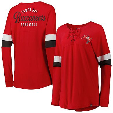 Women's New Era  Red Tampa Bay Buccaneers Athletic Varsity Lightweight Lace-Up Long Sleeve T-Shirt