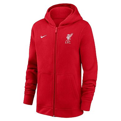 Youth Nike Red Liverpool Club Full-Zip Hoodie