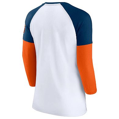 Women's Fanatics Branded White/Navy Chicago Bears Durable Raglan 3/4-Sleeve T-Shirt