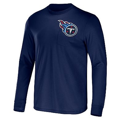 Men's NFL x Darius Rucker Collection by Fanatics Navy Tennessee Titans Team Long Sleeve Pocket T-Shirt