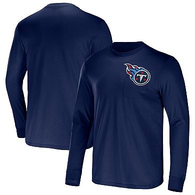 Men's NFL x Darius Rucker Collection by Fanatics Navy Tennessee Titans Team Long Sleeve Pocket T-Shirt