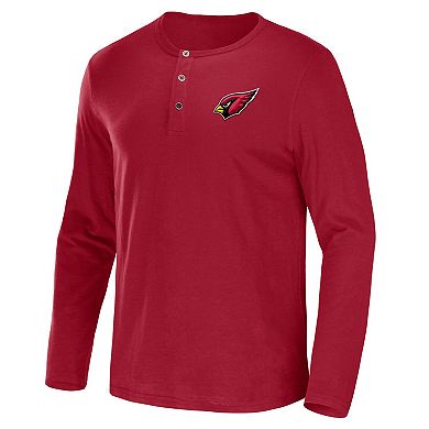 Men's NFL x Darius Rucker Collection by Fanatics Cardinal Arizona Cardinals Slub Jersey Henley Long Sleeve T-Shirt