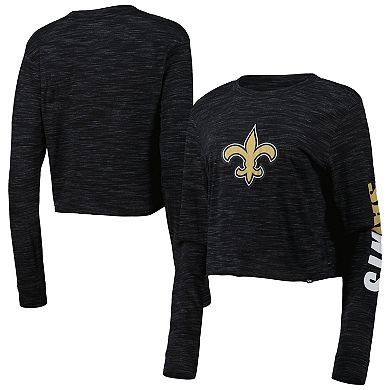 Women's New Era Black New Orleans Saints Crop Long Sleeve T-Shirt