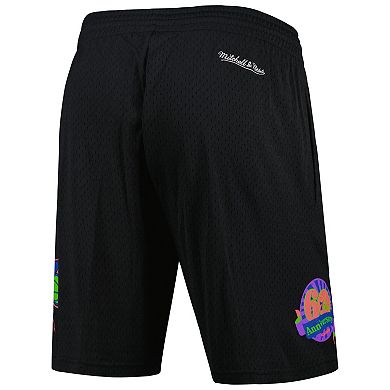 Men's Mitchell & Ness Black Philadelphia 76ers Hardwood Classics Color Bomb Energy Shorts