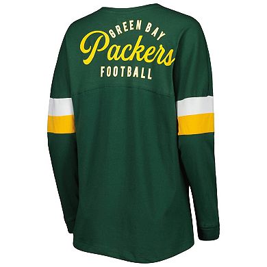 Women's New Era  Green Green Bay Packers Athletic Varsity Lightweight Lace-Up Long Sleeve T-Shirt