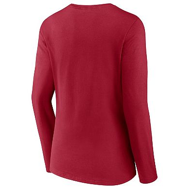 Women's Fanatics Branded Scarlet San Francisco 49ers Drive Forward V-Neck Long Sleeve T-Shirt