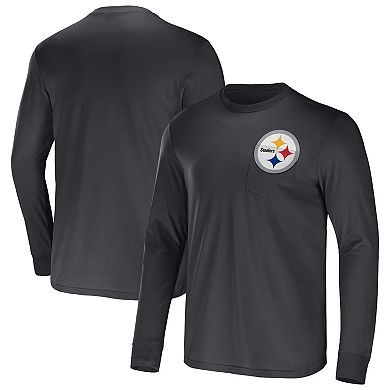 Men's NFL x Darius Rucker Collection by Fanatics Black Pittsburgh Steelers Team Long Sleeve Pocket T-Shirt