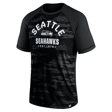 Men's Fanatics Branded Seattle Seahawks Blackout Hail Mary Raglan T-Shirt