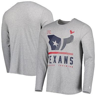 Men's New Era Heathered Gray Houston Texans Combine Authentic Red Zone Long Sleeve T-Shirt