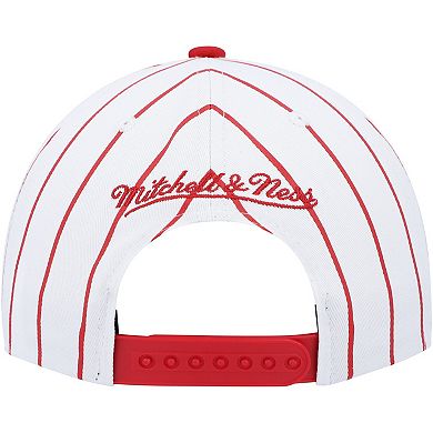 Men's Mitchell & Ness White Philadelphia 76ers Hardwood Classics Pinstripe Snapback Hat
