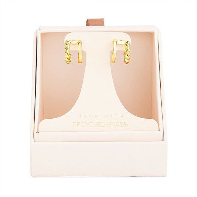 Paige Harper 14k Gold Over Recycled Brass Textured & Polished Double Huggie Earrings