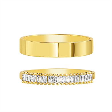 Paige Harper 14k Gold Over Recycled Brass Cubic Zirconia 2-Piece Rings Set