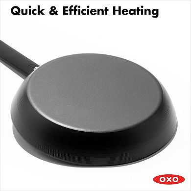 OXO Obsidian Pre-Seasoned Carbon Steel 12-in. Induction Frypan with Removable Silicone Handle Holder