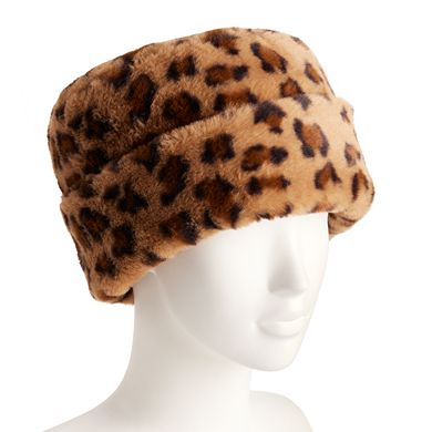 Women's Nine West Leopard Print Faux Fur Cuffed Cloche Hat