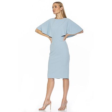 Women's ALEXIA ADMOR Flutter-Sleeve Fitted Midi Sheath Dress