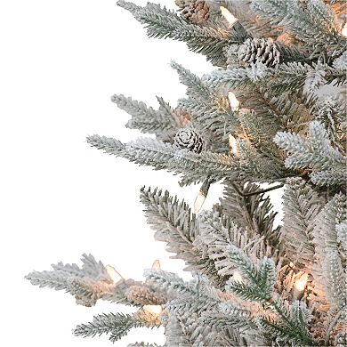Puleo International 4.5 ft. Pre-Lit Flocked Artificial Christmas Tree