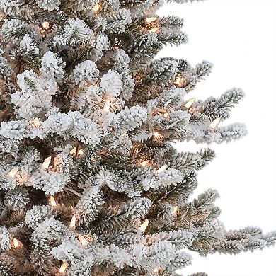 Puleo International 6.5-ft. Pre-Lit Flocked Royal Majestic Douglas Fir Downswept Artificial Christmas Tree