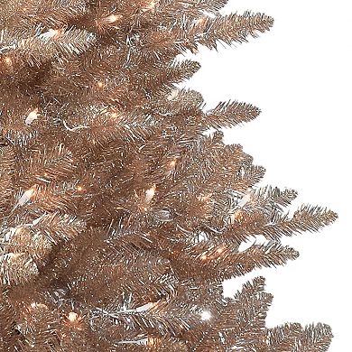 Puleo International 6.5-ft. Pre-Lit Royal Majestic Spruce Rose Gold Artificial Christmas Tree