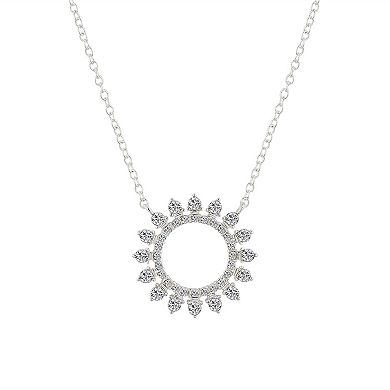 Brilliance Fine Silver Plated Crystal Open Sun Pendant Necklace