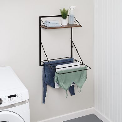 Honey-Can-Do Collapsible Wall-Mounted Laundry Drying Rack with Shelf