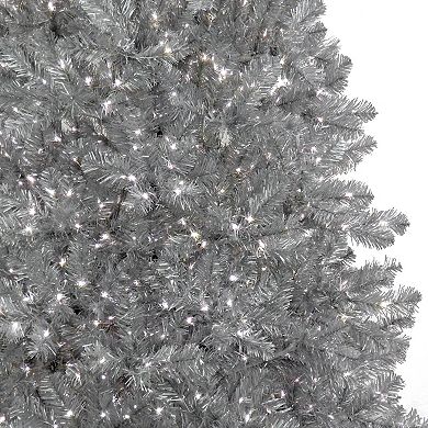 National Tree Company 7.5-ft. Pre-Lit Matte Silver Finish Metallic Artificial Christmas Tree