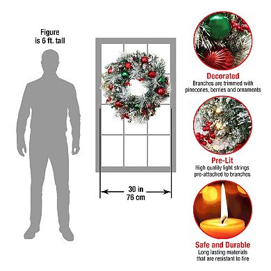 National Tree Company General Store Frosted LED Artificial Wreath