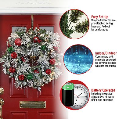 National Tree Company General Store Frosted LED Artificial Wreath