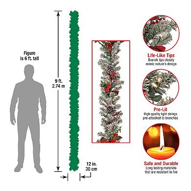 National Tree Company 9-ft. General Store Snowy LED Artificial Garland