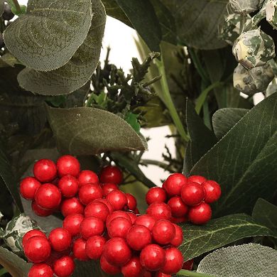 National Tree Company Artificial Christmas Eucalyptus Berry Arrangement Table Decor