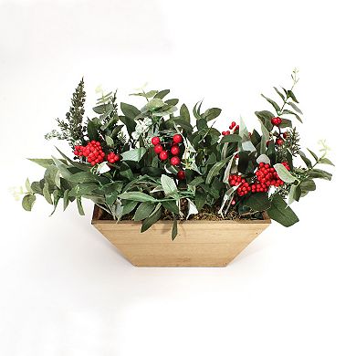 National Tree Company Artificial Christmas Eucalyptus Berry Arrangement Table Decor