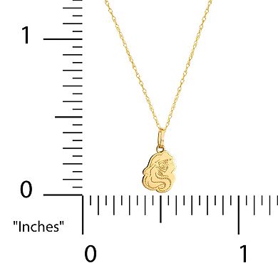 Disney's The Little Mermaid 14k Gold Engraved Ariel Pendant Necklace