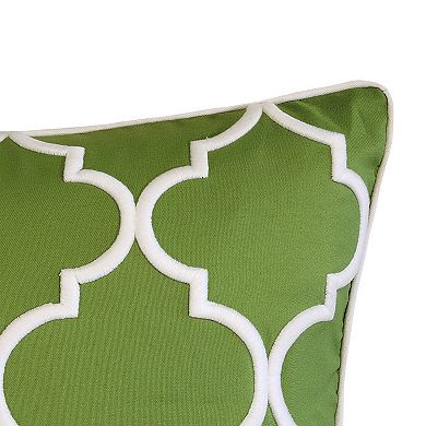 Edie@Home Indoor Outdoor Oversized Embroidered Quartrefoil Throw Pillow
