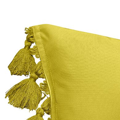 Edie@Home Indoor Outdoor Colorblock Tassel Fringe Throw Pillow