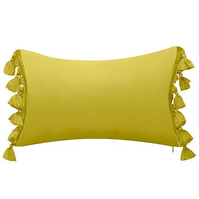 Edie@Home Indoor Outdoor Colorblock Tassel Fringe Throw Pillow