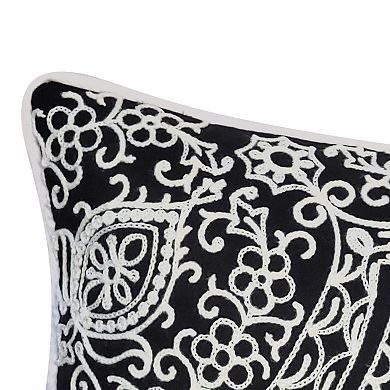Edie@Home Indoor Outdoor Arabesque Embroidered Throw Pillow