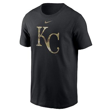 Men's Nike Black Kansas City Royals Camo Logo Team T-Shirt