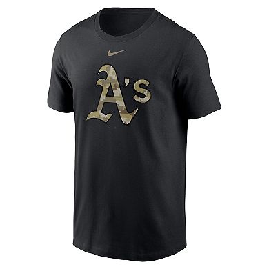 Men's Nike Black Oakland Athletics Camo Logo Team T-Shirt