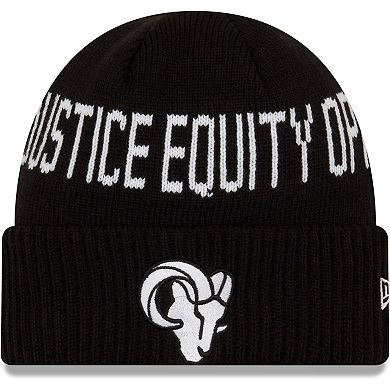 Men's New Era Black Los Angeles Rams Team Social Justice Cuffed Knit Hat