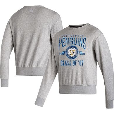 Men's adidas Heathered Gray Pittsburgh Penguins Vintage Pullover Sweatshirt