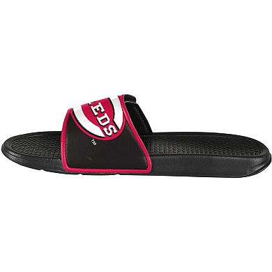 Youth FOCO Cincinnati Reds Colorblock Big Logo Legacy Slide Sandals