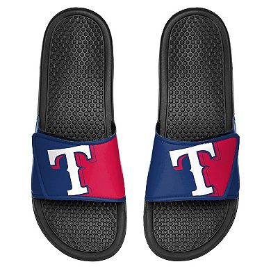 Youth FOCO Texas Rangers Colorblock Big Logo Legacy Slide Sandals