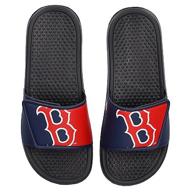 Youth FOCO Boston Red Sox Colorblock Big Logo Legacy Slide Sandals