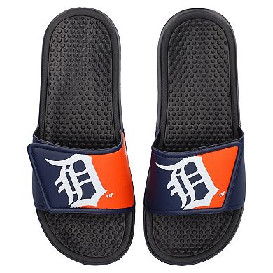 Youth FOCO Detroit Tigers Colorblock Big Logo Legacy Slide Sandals