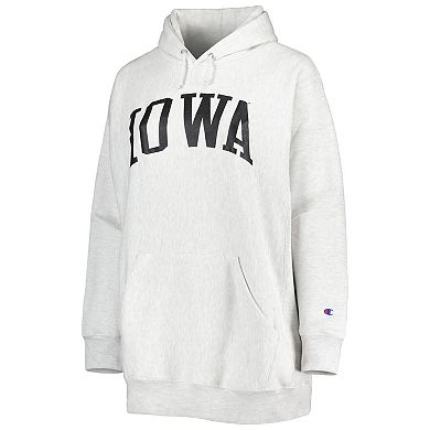 Men's Champion Heathered Gray Iowa Hawkeyes Big & Tall Reverse Weave Fleece Pullover Hoodie Sweatshirt