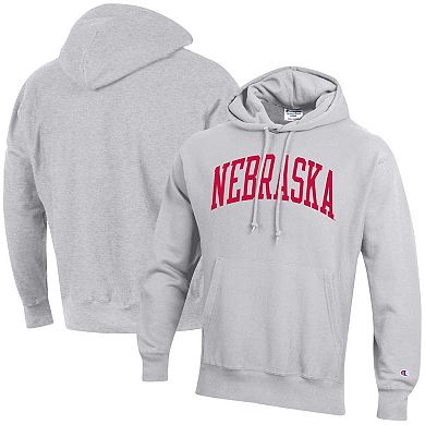 Men's Champion Heathered Gray Nebraska Huskers Big & Tall Reverse Weave Fleece Pullover Hoodie Sweatshirt