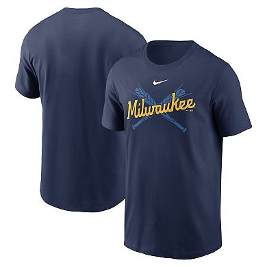 Men's Nike Navy Milwaukee Brewers Wordmark Local Team T-Shirt