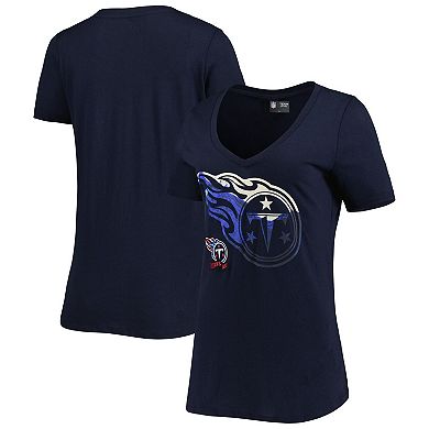Women's New Era Navy Tennessee Titans Ink Dye Sideline V-Neck T-Shirt